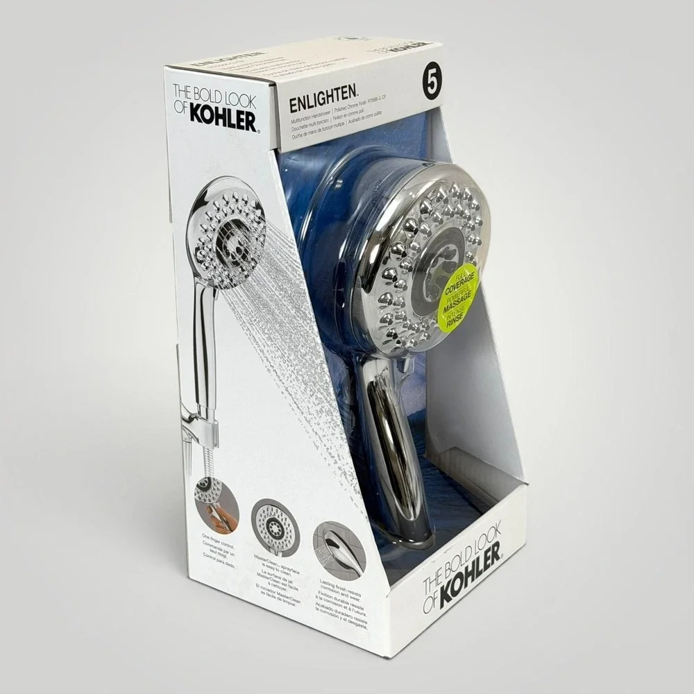 Kohler Enlighten Handheld Shower Head 5 Spray Chrome Massage Jets NIB